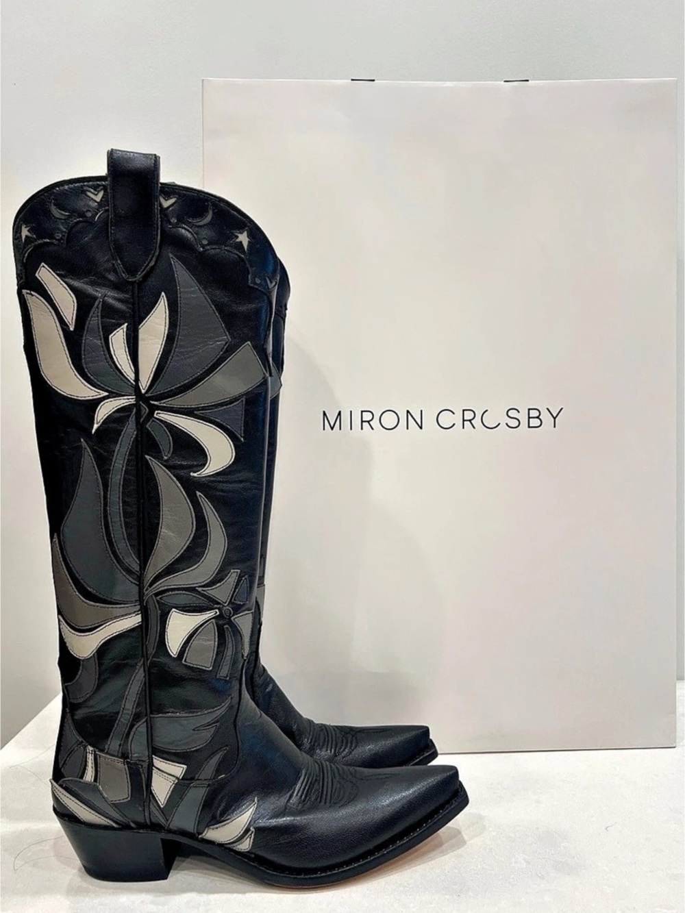 Miron Crosby Maddox Black Heeled Boots Black & Gray
